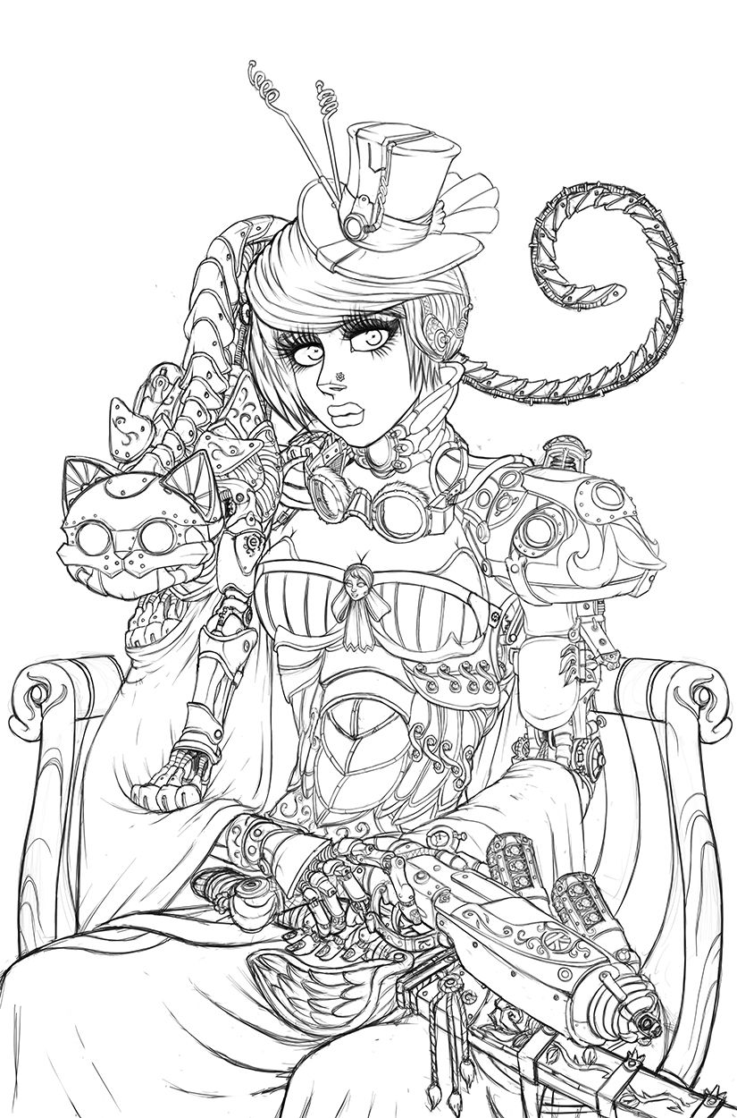 printable steampunk coloring pages