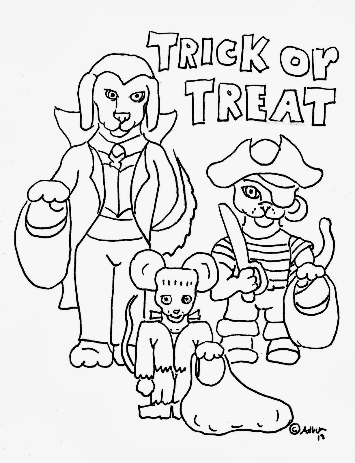 trick or treat coloring pages printable