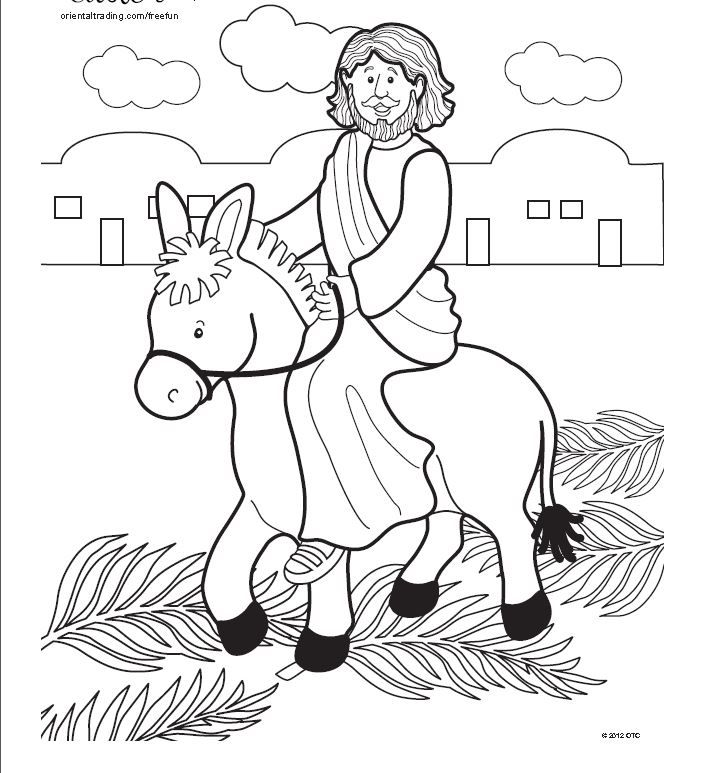 jesus on a donkey coloring page