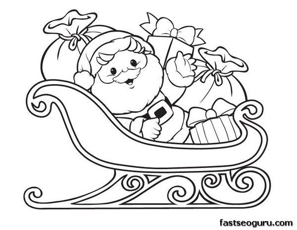 santa and sleigh coloring page