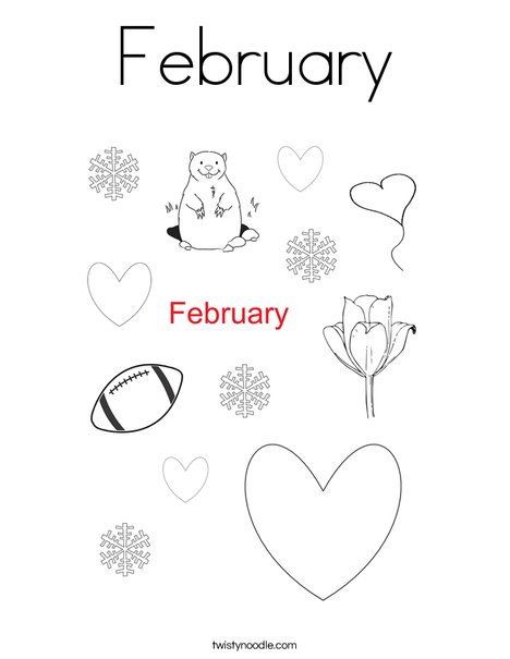 February Coloring Page - Twisty Noodle