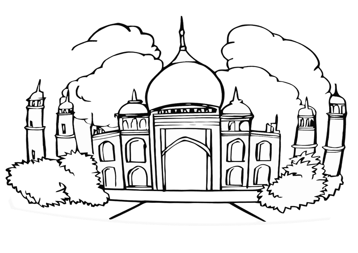 Mosque Coloring Page. Coloring Page To Download And Print - Coloring Home