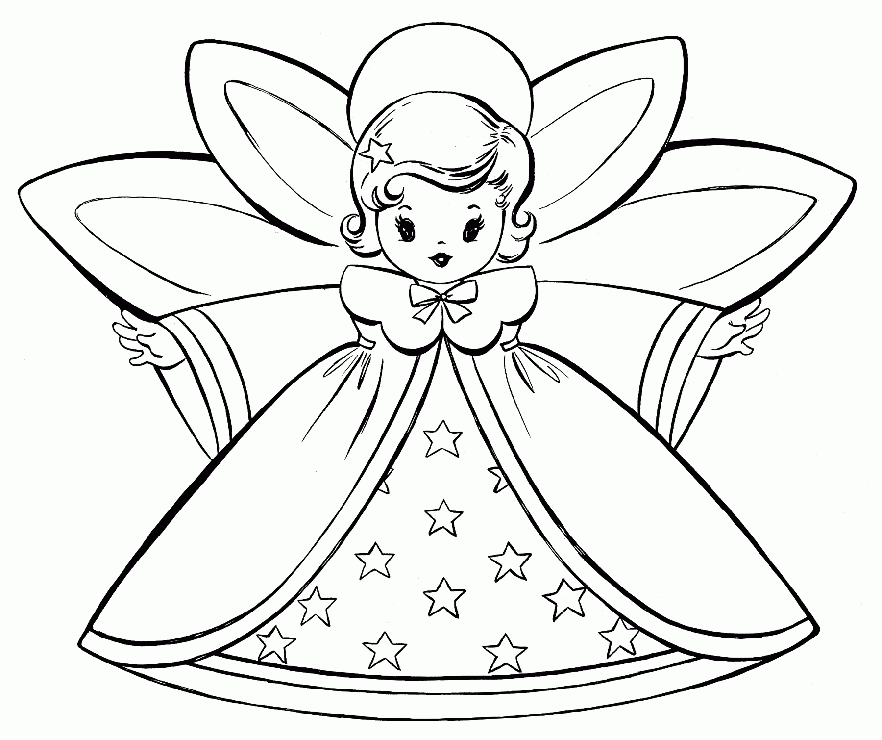 Angel Coloring Page Christmas Simple - Coloring Home