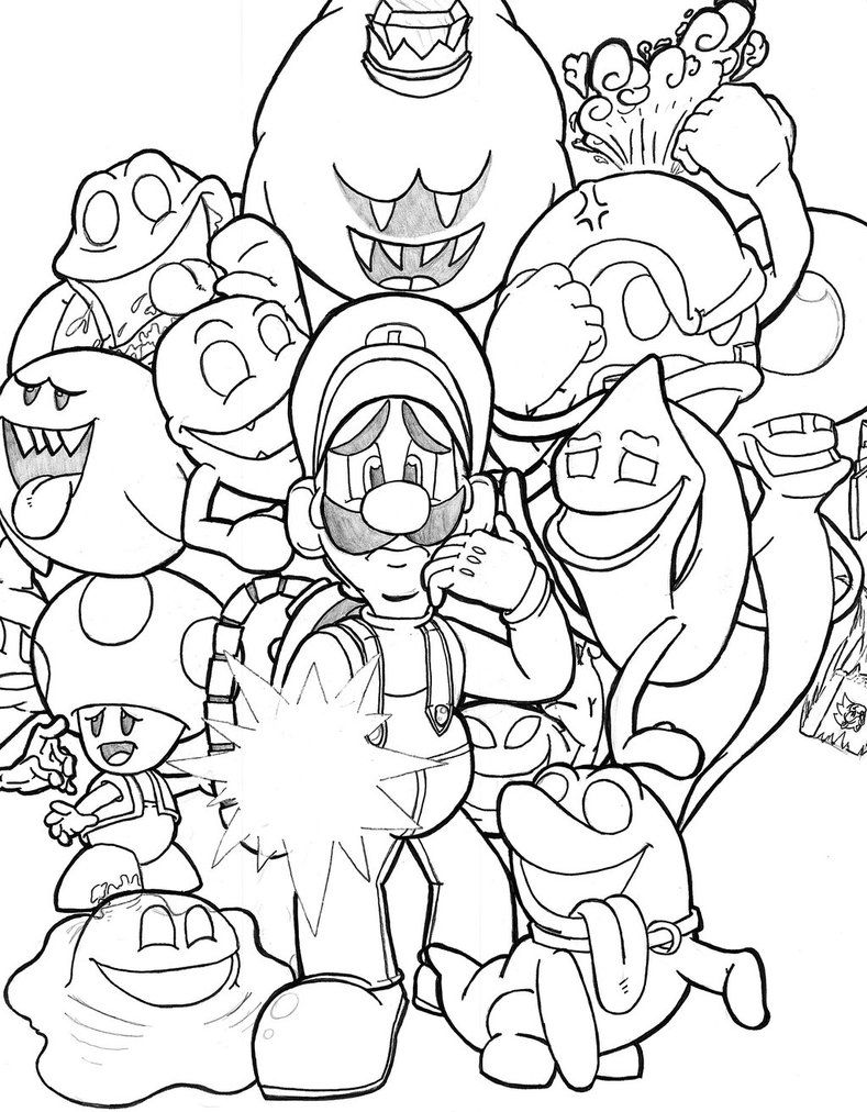 coloring pages of luigis mansion 3