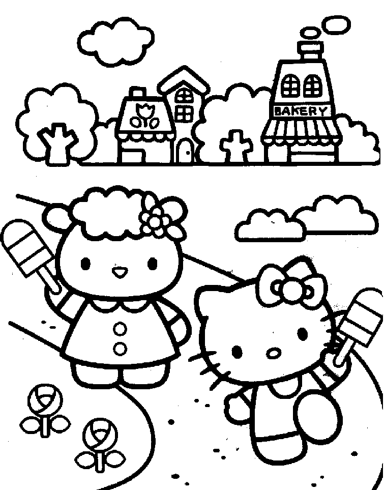 hello kitty and friends coloring page