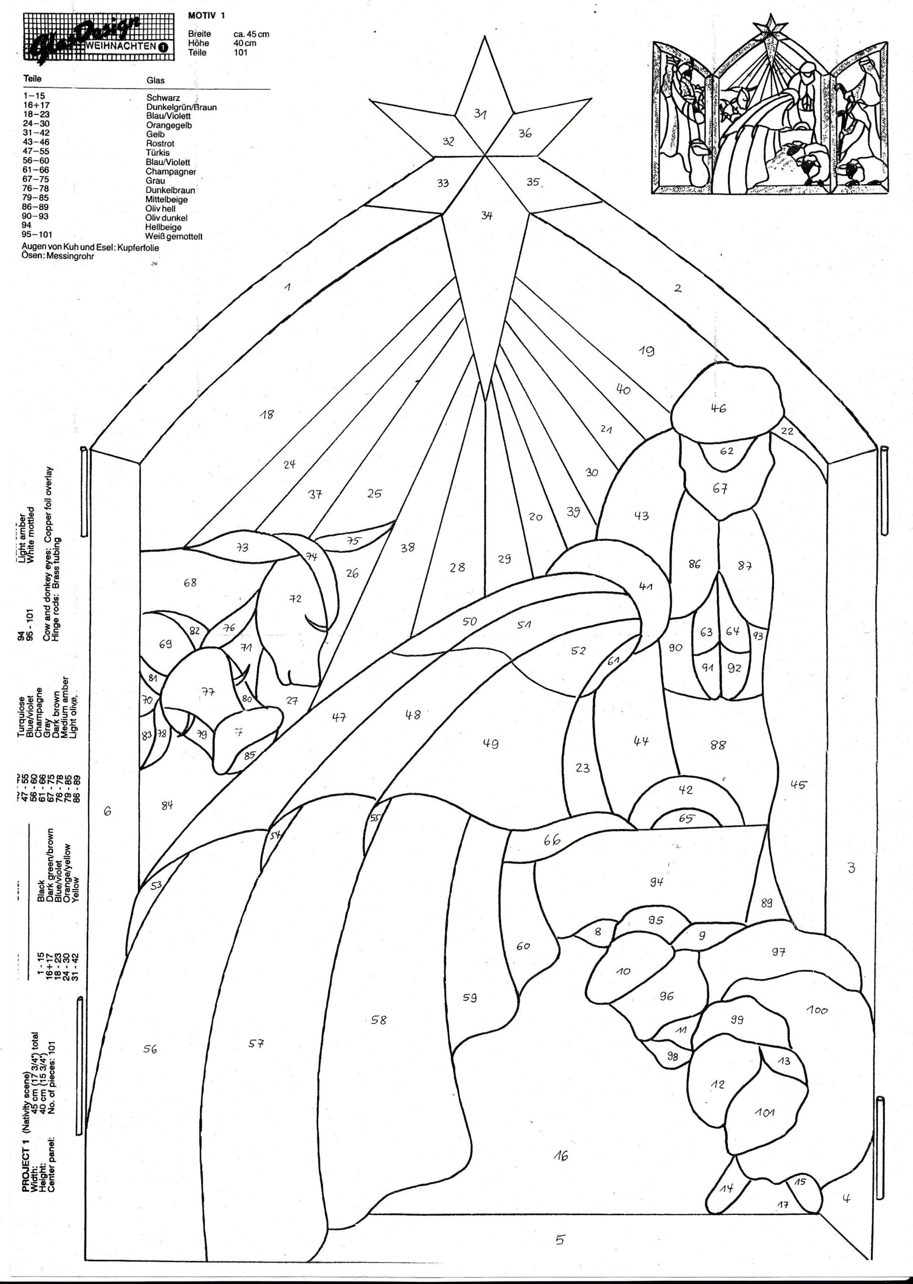 stained glass nativity coloring page