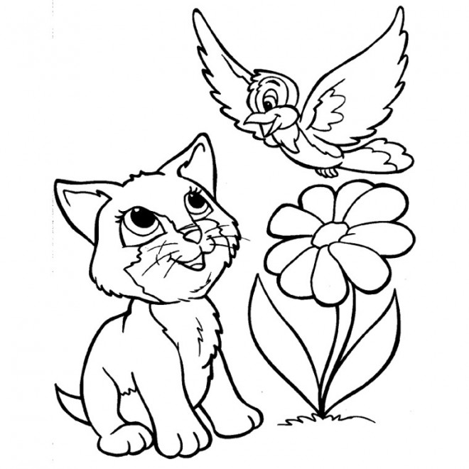 coloriage animaux et fleurs