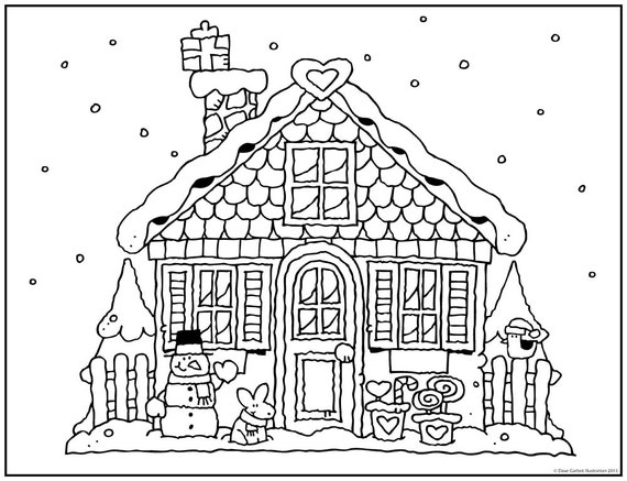 ginger bread house coloring page