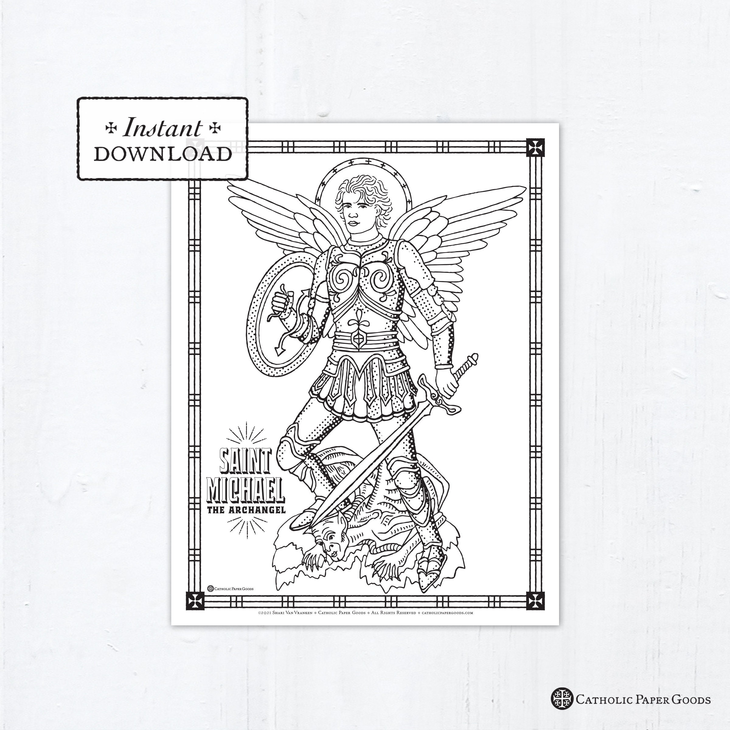 Catholic Coloring Page, Saint Michael the Archangel Coloring Page