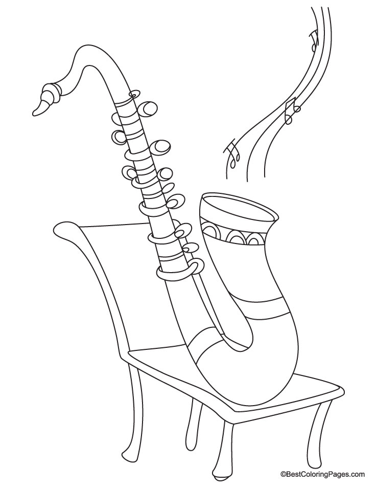 saxophone coloring page