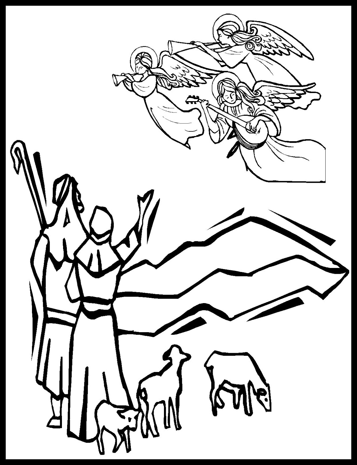 angels and shepherds coloring page