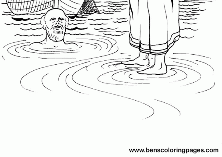 Peter Walking On Water Coloring Page Jesus Walks On Water Preschool