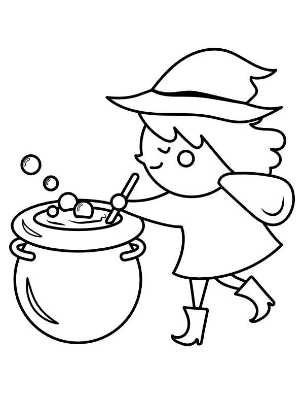 witches cauldron coloring page