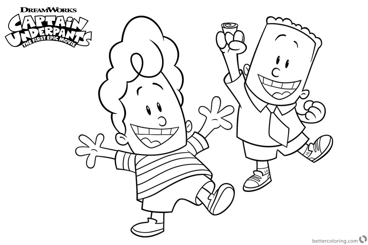 Captain Underpants Coloring Pages George Play with Harold - Free