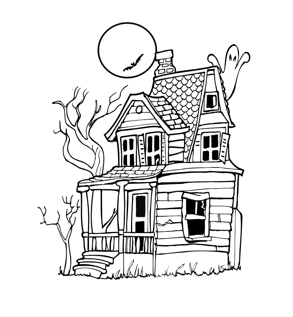 free printable haunted house coloring pages