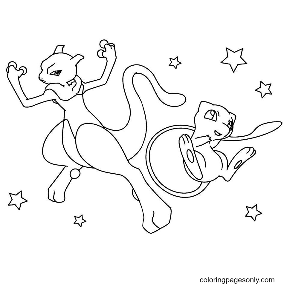 Fun Mega Mewtwo X Coloring Sheet For Kids Mew And Mewtwo Pokemon