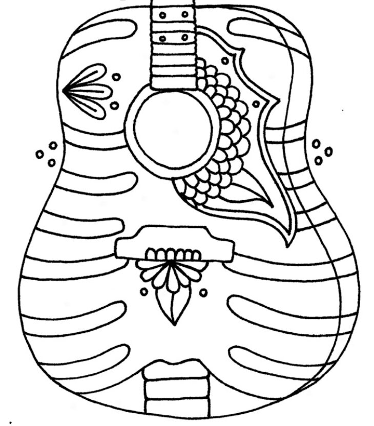 Guitar Coloring Page Coloring Pages Guitars Guitar Kids