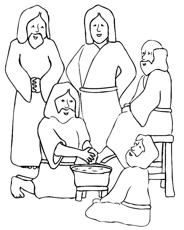 jesus washing feet coloring page