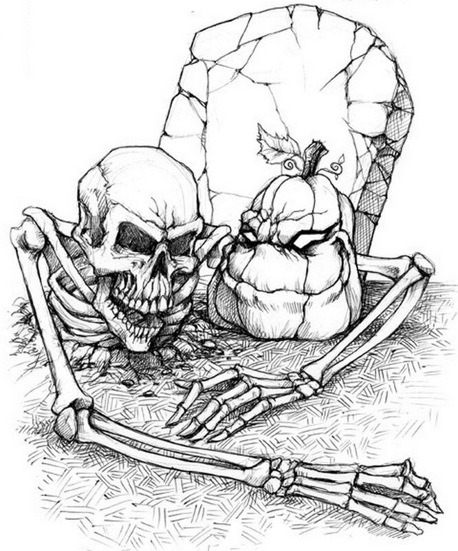 creepy skeleton coloring pages