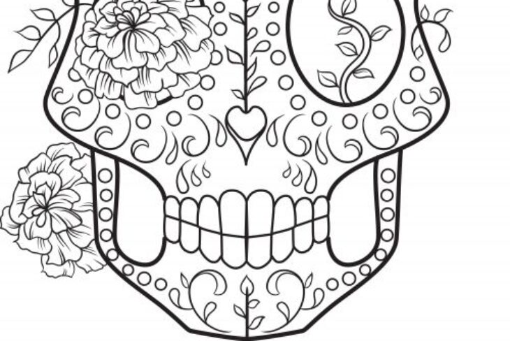 Day Of The Dead Skulls Coloring Pages Coloring Dead Skull Pages Adult Skulls Book Sugar