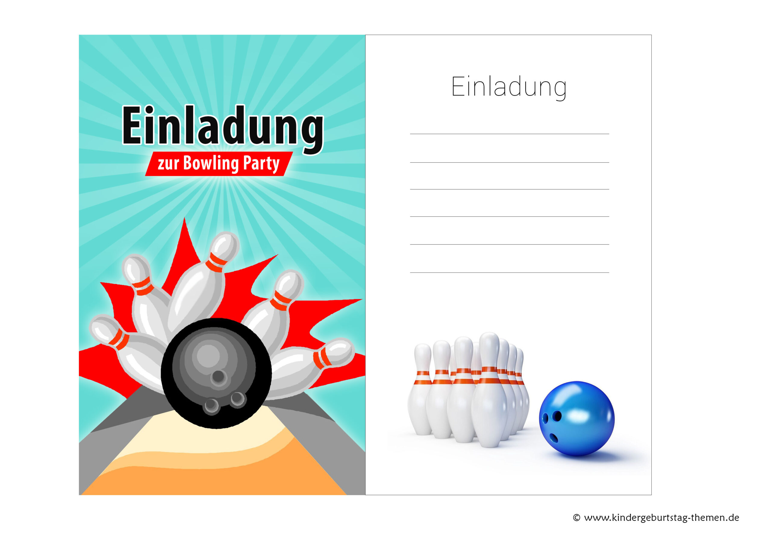 einladungskarte bowling