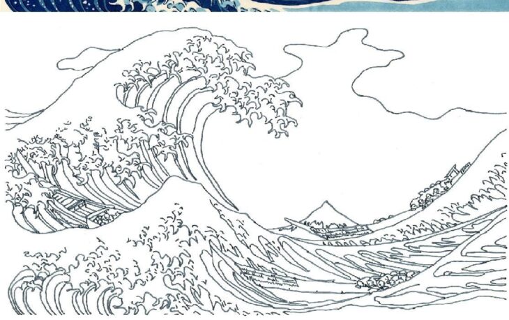 Coloriage Hokusai Vague Hokusai Oeuvre Japon Colorie Montagne Jeunepublic Grandpalais Rmn