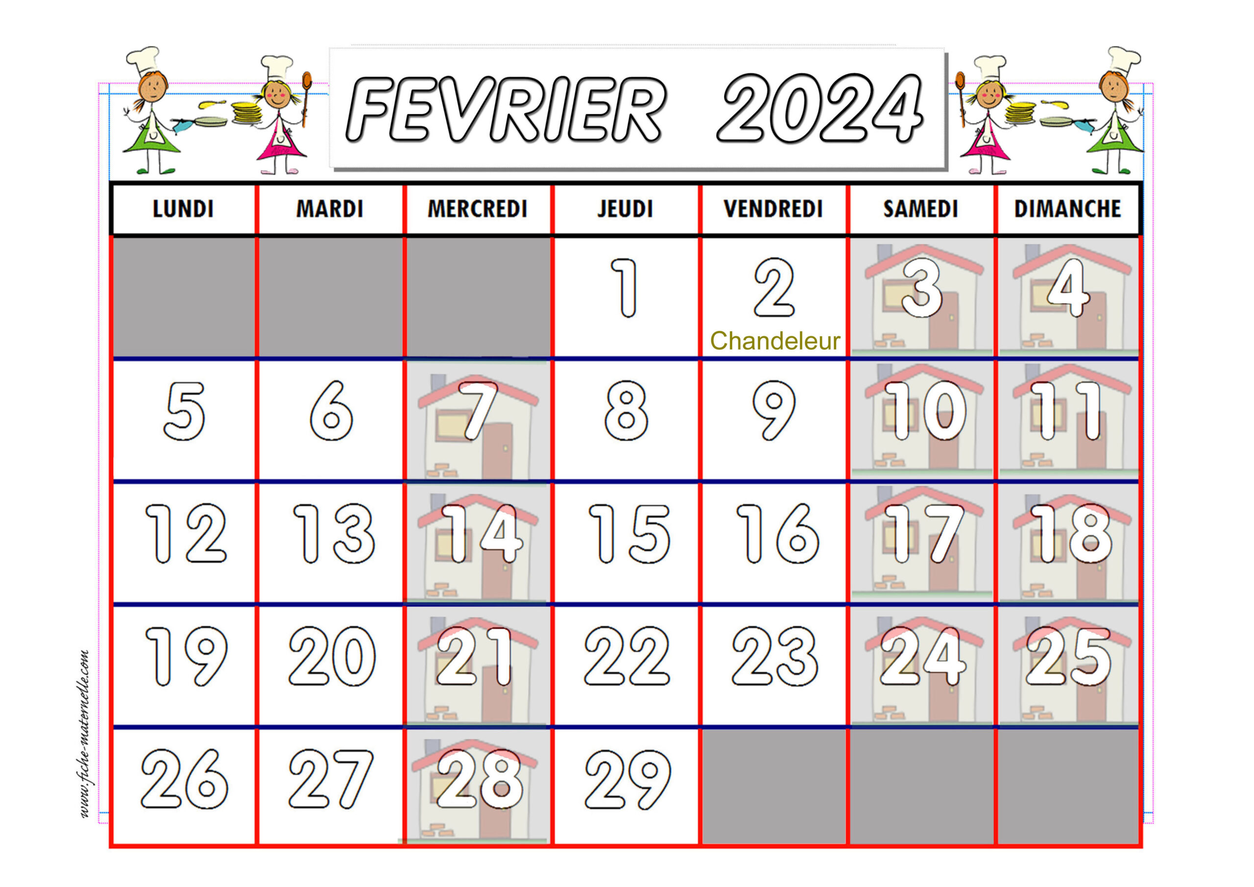 calendrier enfant imagejanvier fevrier mars