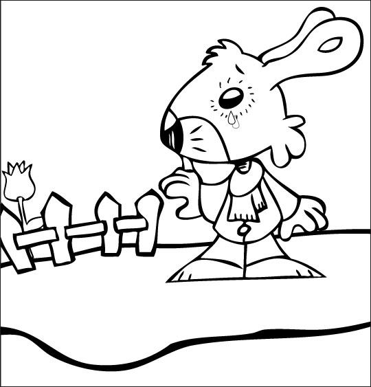 mon petit lapin coloriage jardin