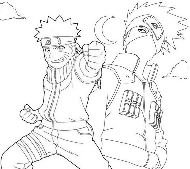 coloring page of naruto and kakashi sensei