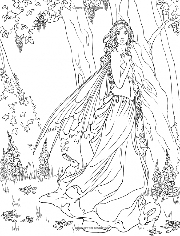 detailed fairy coloring pages for adults