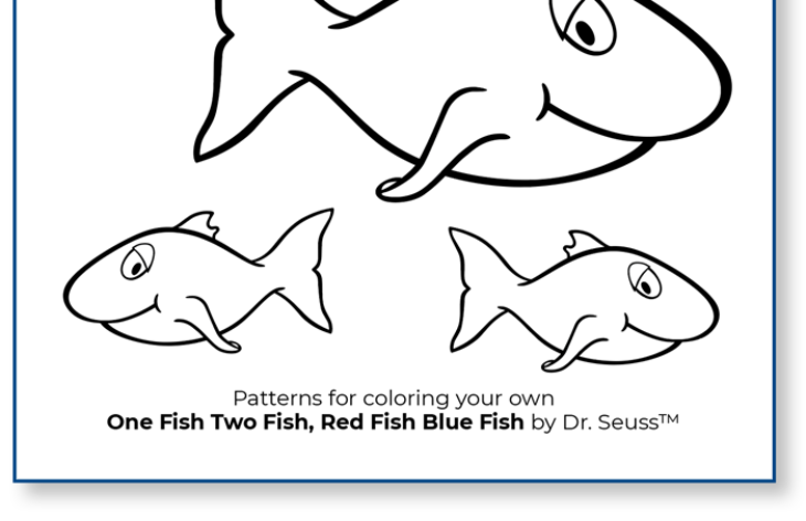 Dr Seuss Coloring Pages One Fish Two Fish Fish Dr Seuss Two Coloring Cat Pages Printable