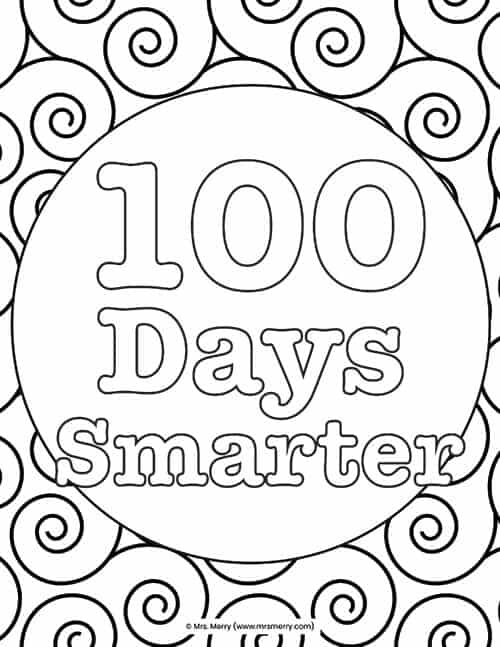 100 days smarter coloring page