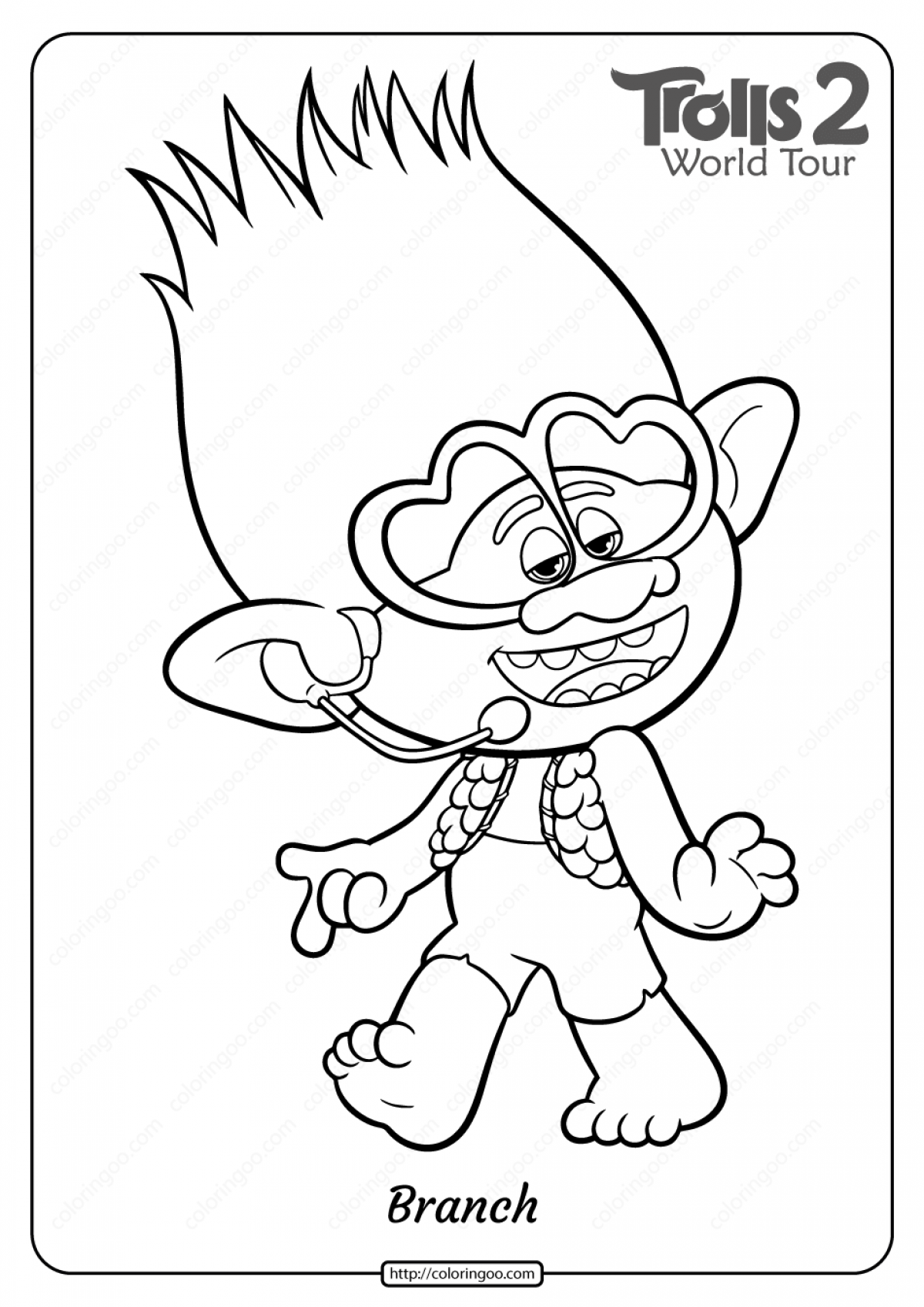 branch troll coloring pages