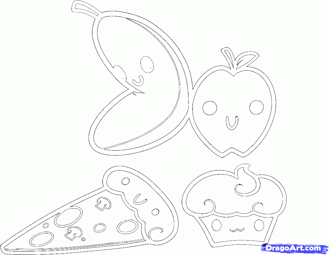 food kawaii coloring pages