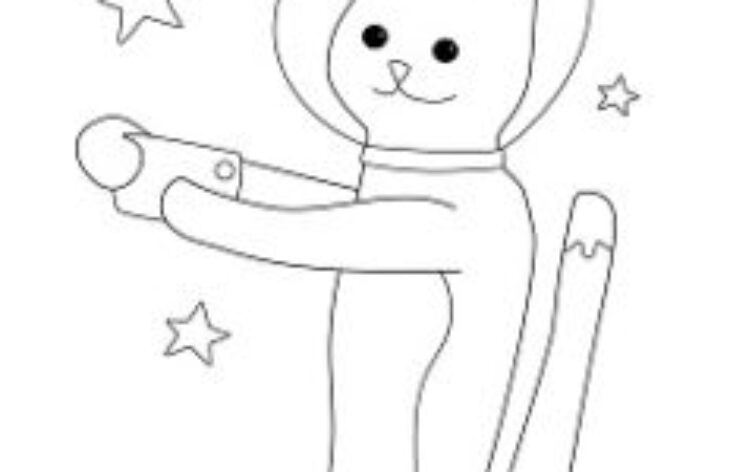 Space Cat Coloring Pages Premium Vector