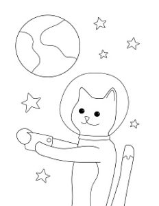 space cat coloring pages