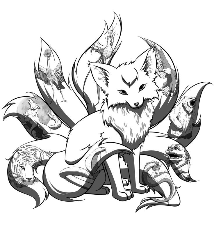 nine tailed fox coloring page