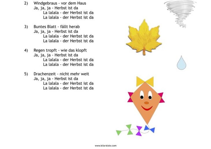 Kinderlied Der Herbst Ist Da Herbst Lied Krippe Kindergarten Noten Inspiriert Jahreszeiten Lalala Einfaches Kinderlieder Kinder