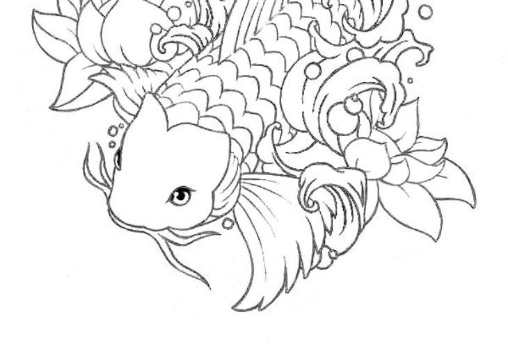 Realistic Koi Fish Coloring Page Adult Free Fish Coloring Pages