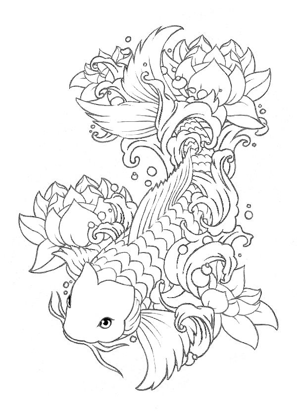 realistic koi fish coloring page