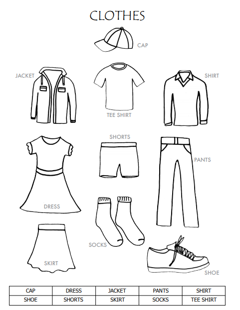 preschool clothes coloring pages