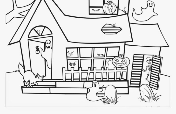 Haunted House Coloring Pages Printables Printable Haunted House Coloring Pages