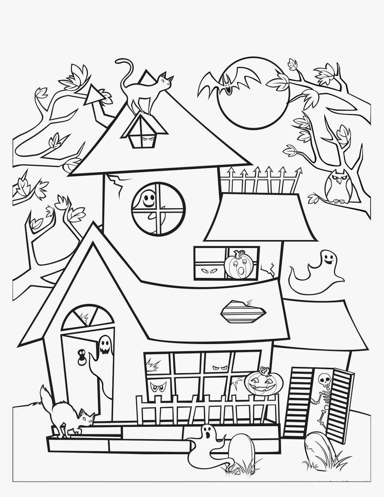 haunted house coloring pages printables