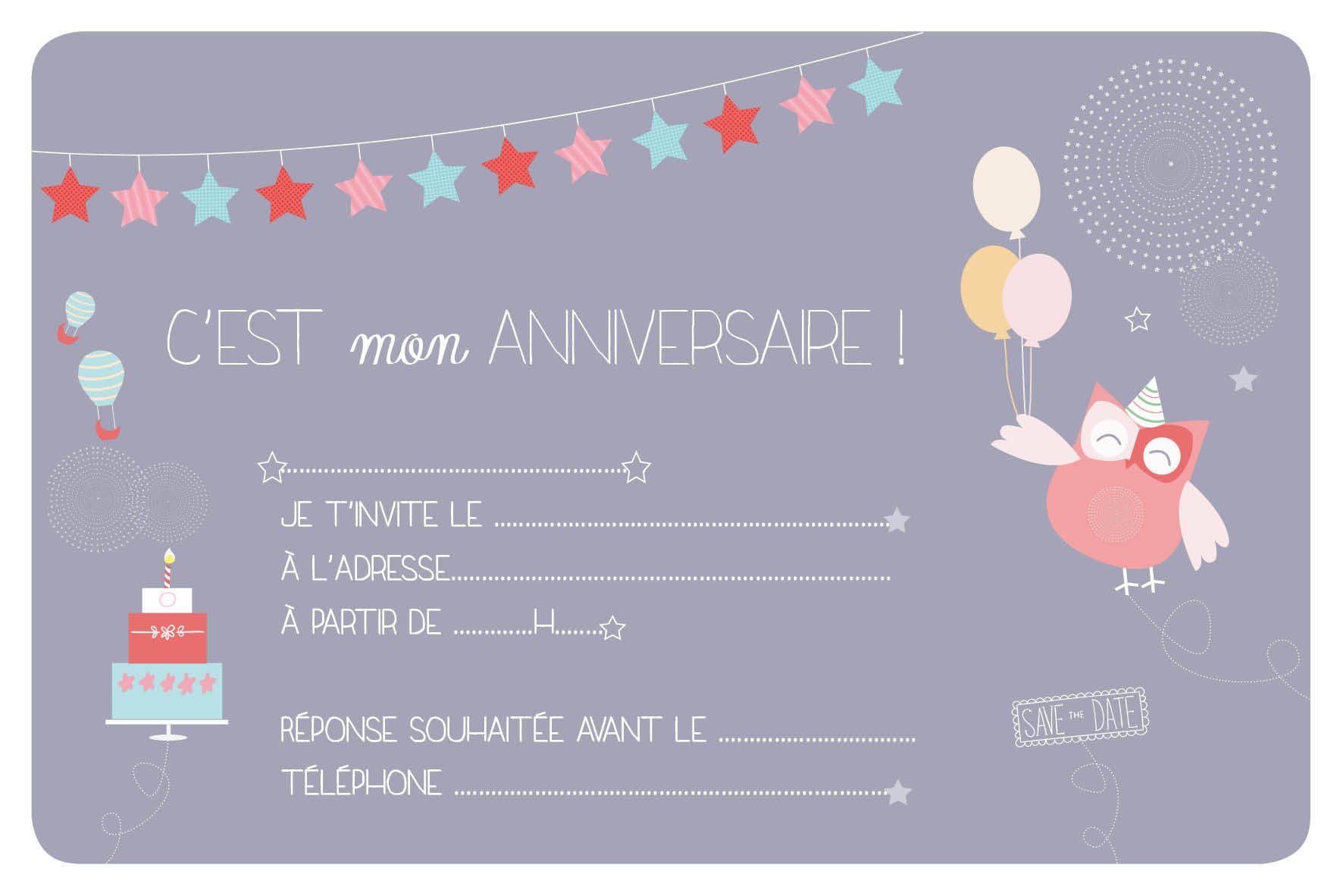 invitation anniversaire fille