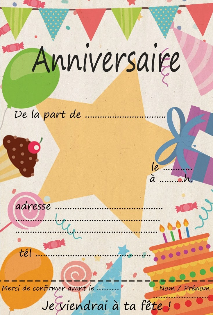 carton invitation anniversaire gratuit