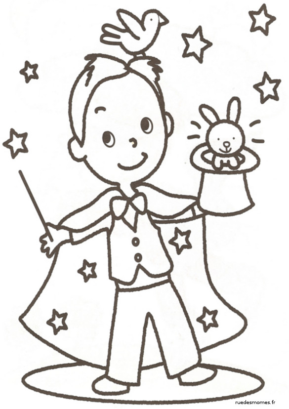 lapin et chapeau de magicien coloriage