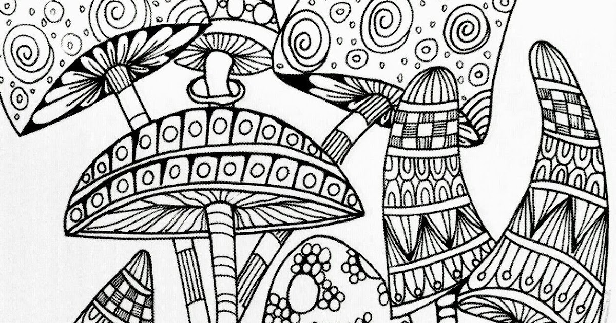 mushroom coloring page for adults