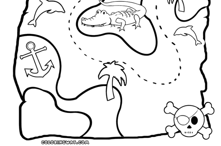 Treasure Map Coloring Pages Great Pirate Treasure Map Coloring Page