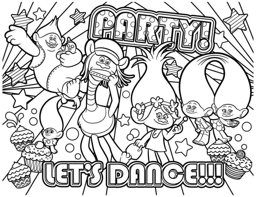 trolls world tour coloring page