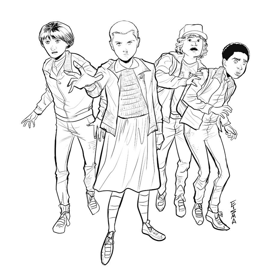 stranger things coloring pages dustin